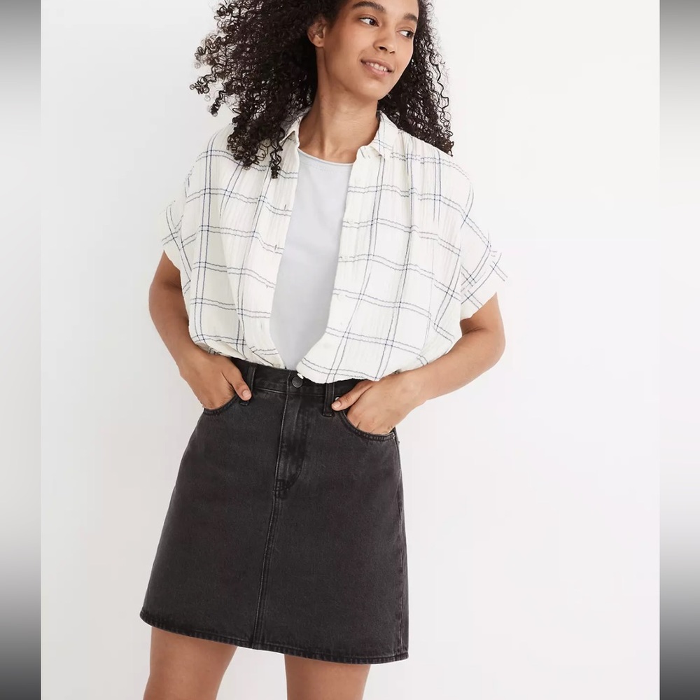 Madewell Rigid Denim High-Waist Straight Mini Skirt in Berridge Wash 27” Waist